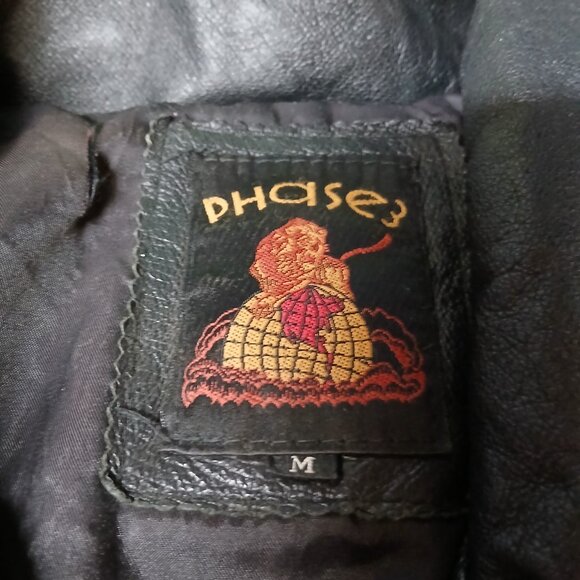 Vintage 90's Leather Jacket Very Rare International Flags Patches USA America - Picture 3 of 12